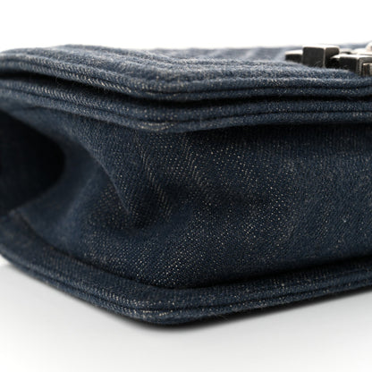 Denim Embossed Small Boy Flap Blue