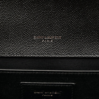 Grain De Poudre Textured Mixed Matelasse Triquilt Medium Monogram Monochrome Satchel Black