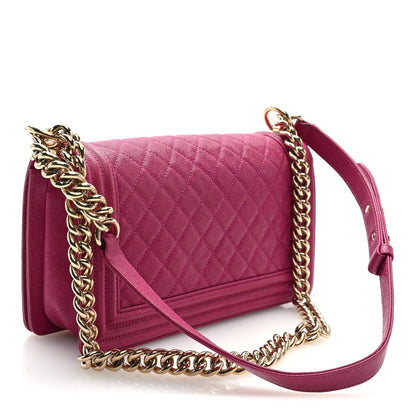 Caviar Quilted Medium Boy Flap Dark Pink