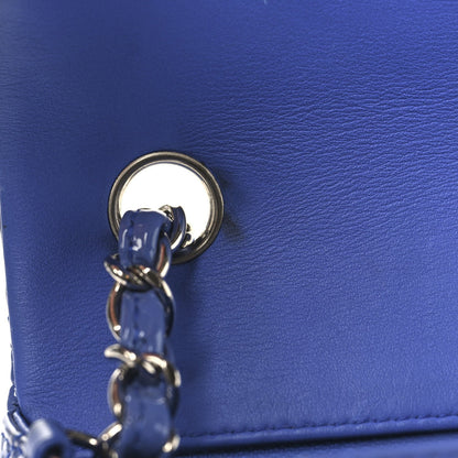 Patent Calfskin Quilted Mini Rectangular Flap Blue