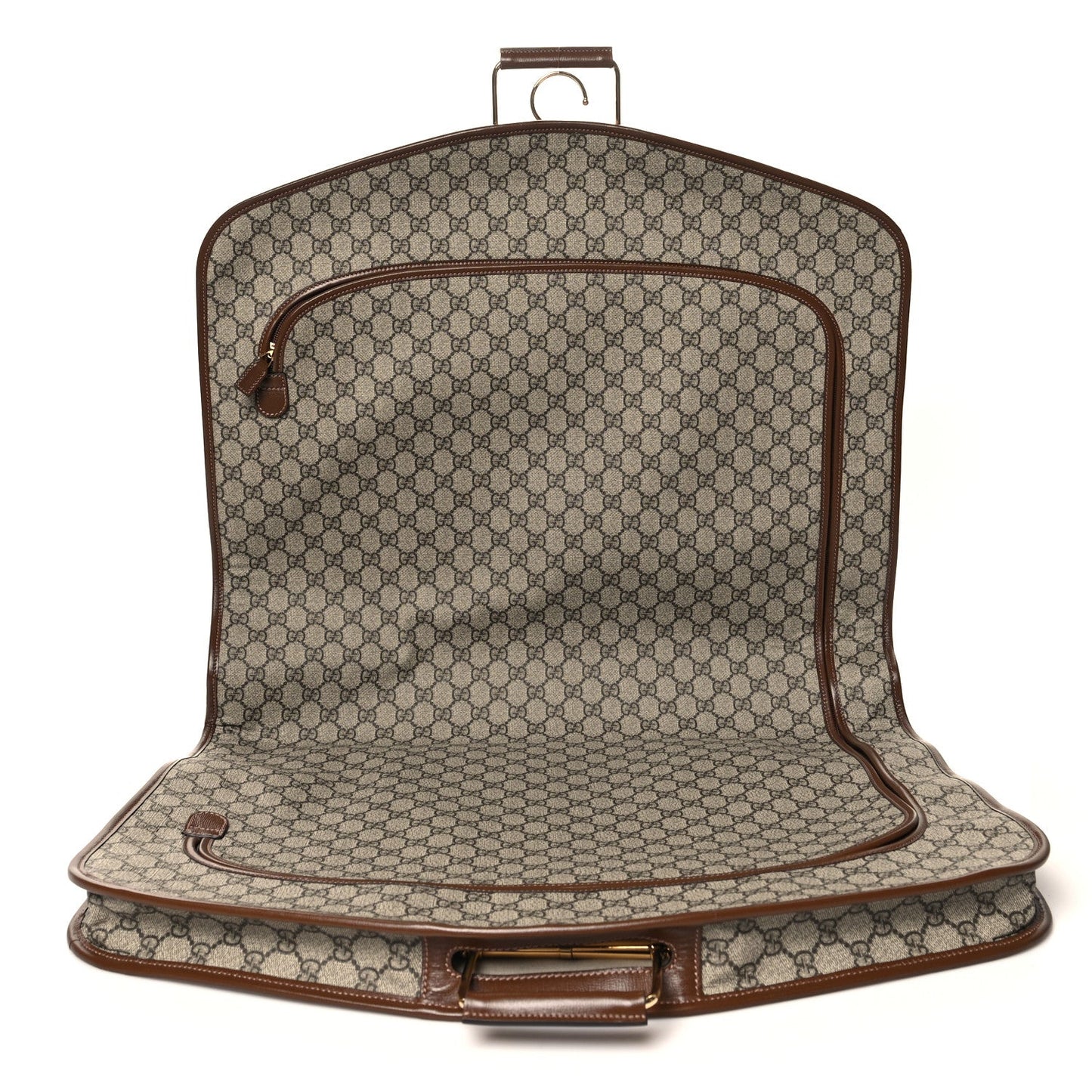 GG Supreme Monogram Azalea Calfskin Retro Interlocking G Hanger Garment Bag Beige Ebony Brown Sugar