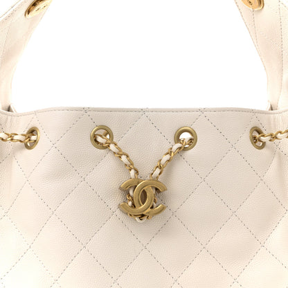 Caviar Quilted Small Chanel 25 Handbag White