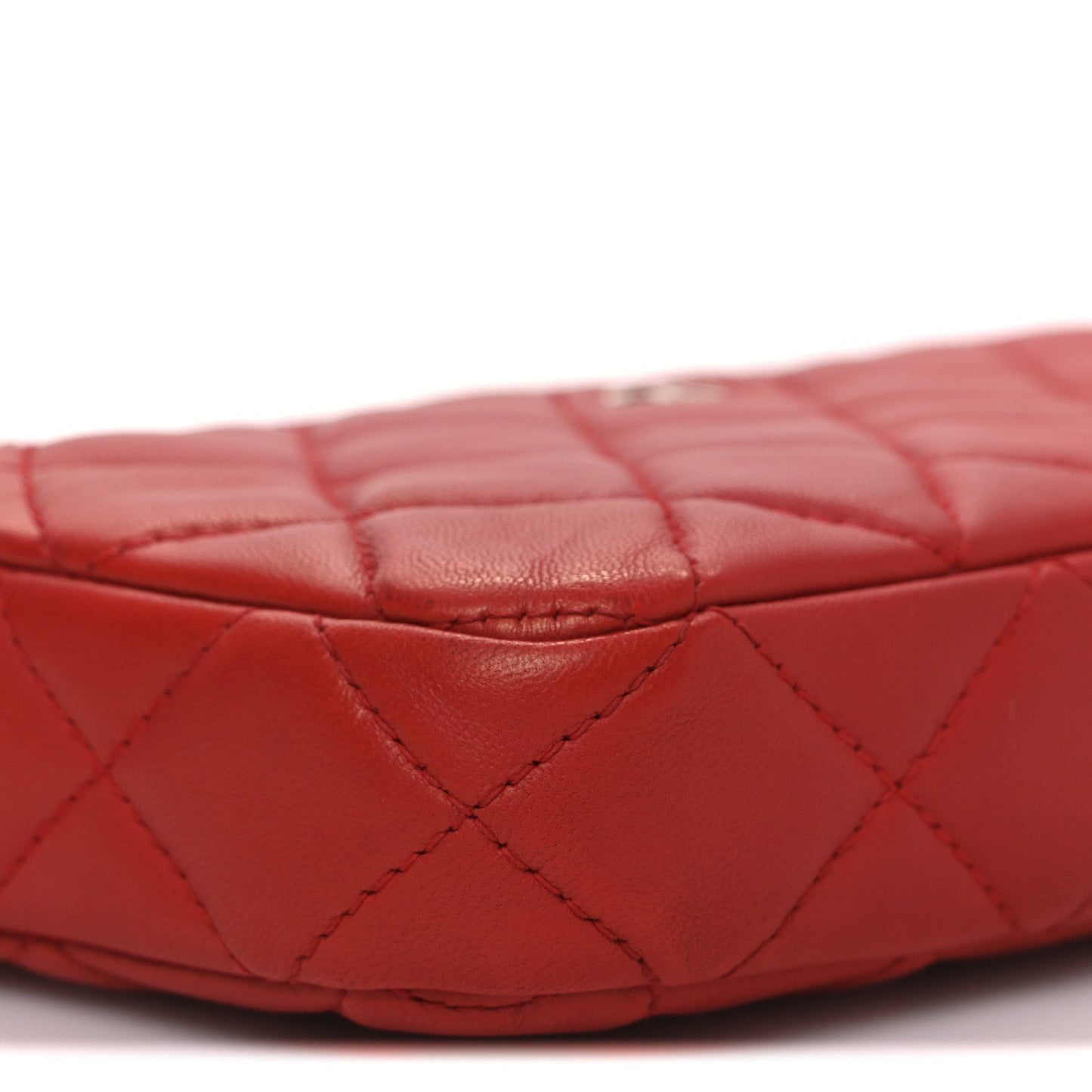 Lambskin Quilted Small Clutch With Chain Red