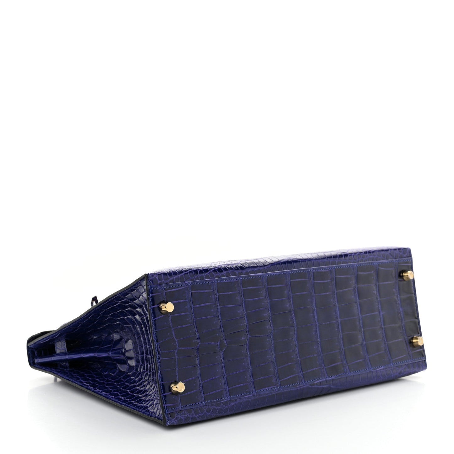 Shiny Porosus Crocodile Kelly Sellier 32 Bleu Electrique