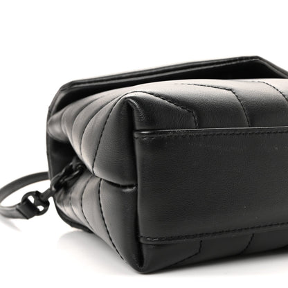 Calfskin Y Quilted Monogram Monochrome Toy Loulou Crossbody Bag Black