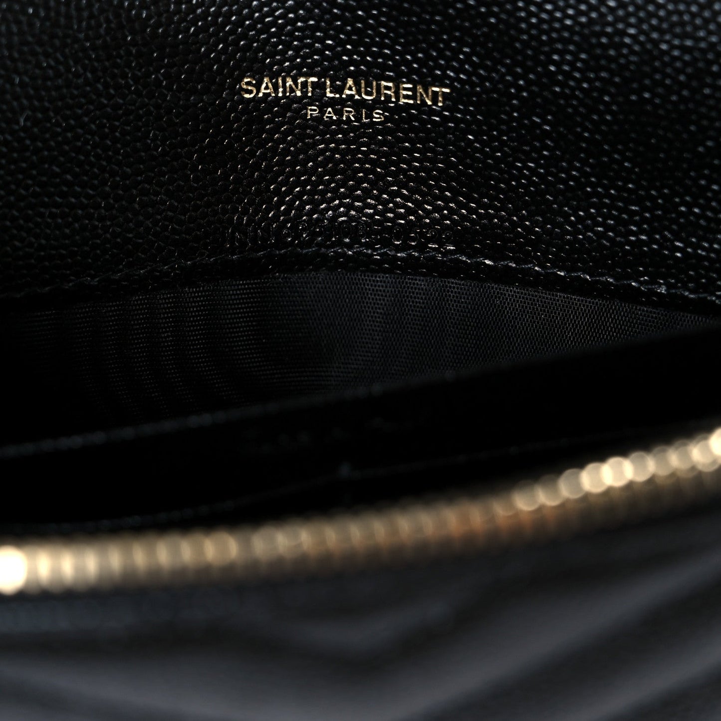 Grain De Poudre Matelasse Chevron Monogram Envelope Chain Wallet Black