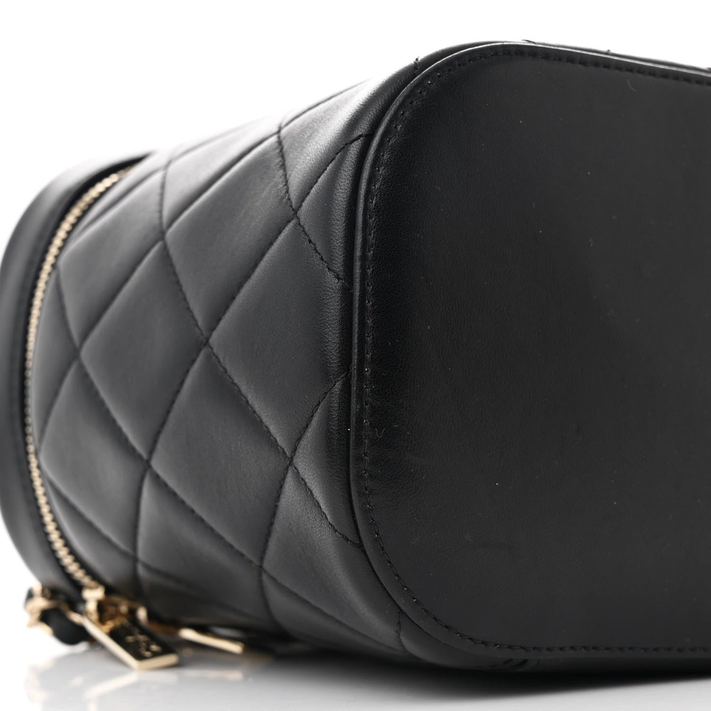 Lambskin Quilted Trendy Vanity Case Black
