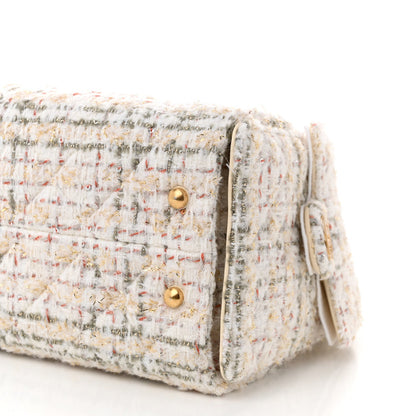 Tweed Quilted Small Chanel 25 Handbag Ecru Khaki Gold Red
