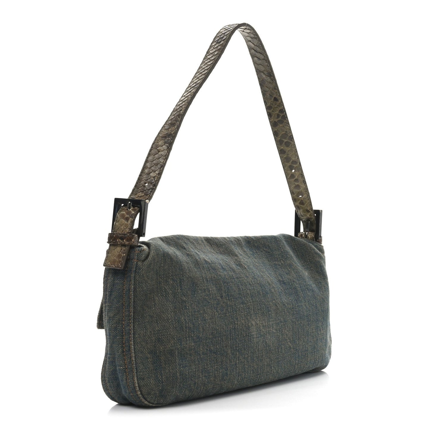 Denim Snakeskin Baguette Blue