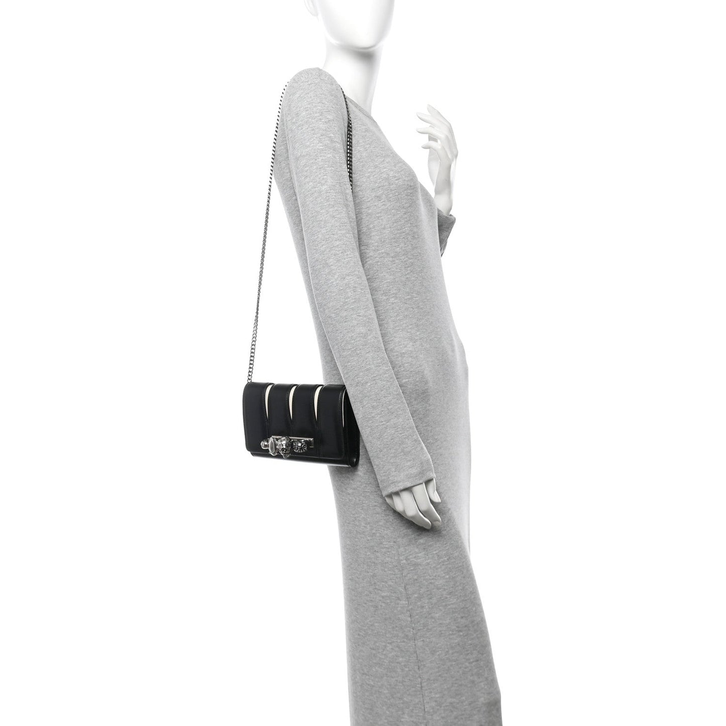 Calfskin Small Slash Bag Black White