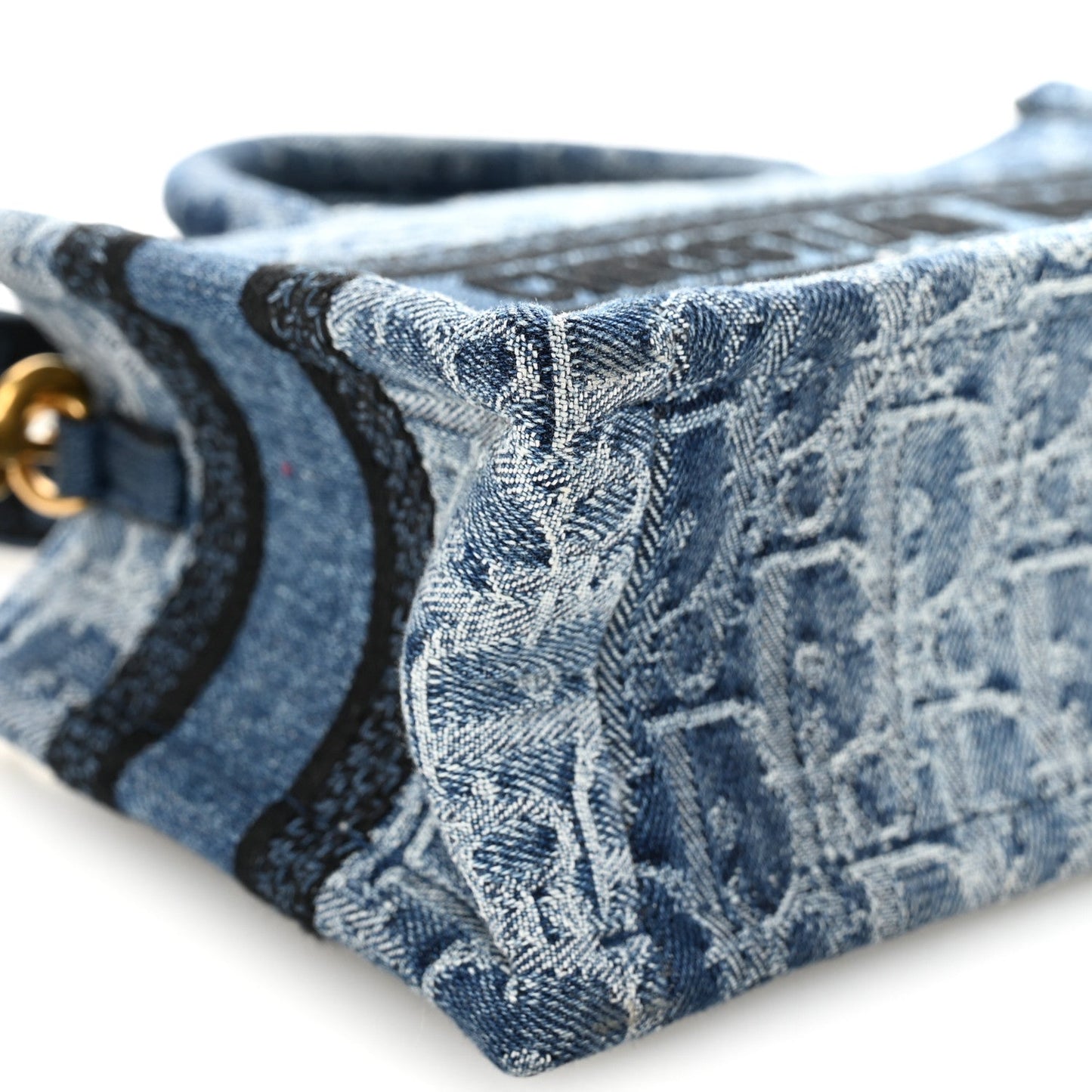 Denim Oblique Mini Book Tote With Strap Blue