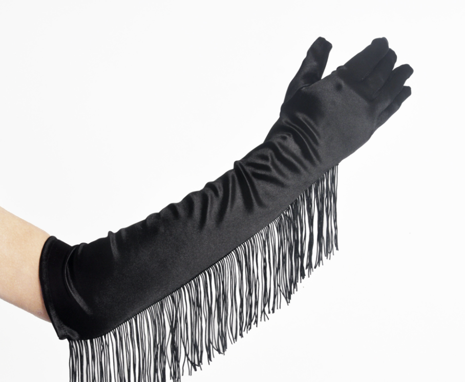 Tassel long satin gloves Latin dance performance gloves satin tassel bridal gloves     S6262