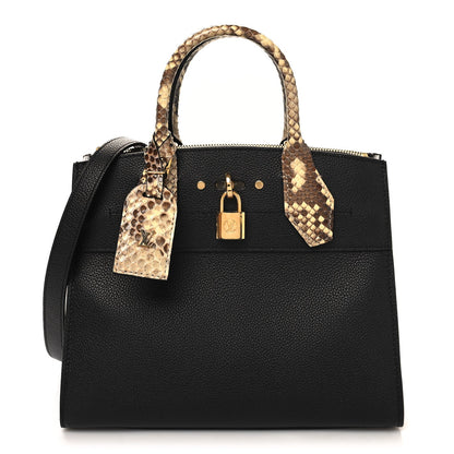 Taurillon Snakeskin City Steamer PM Black