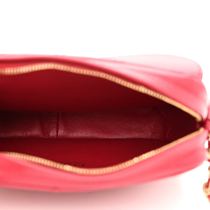 Lambskin Quilted Chain & Tassel Small Camera Case Fuchsia