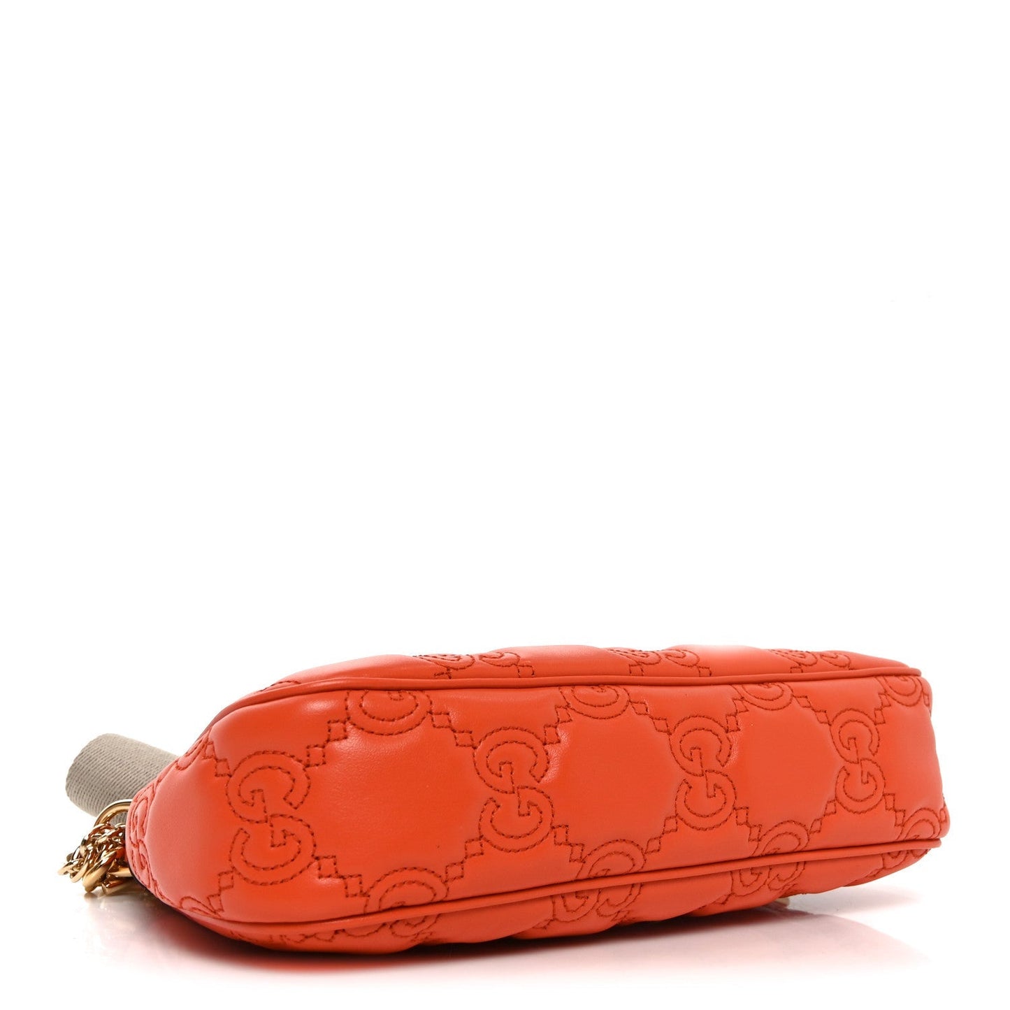 Calfskin GG Matelasse Chain Handbag Deep Orange Natural