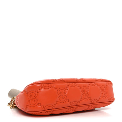 Calfskin GG Matelasse Chain Handbag Deep Orange Natural