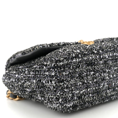 Tweed Sequin Quilted Medium Chanel 19 Flap Black Multicolor
