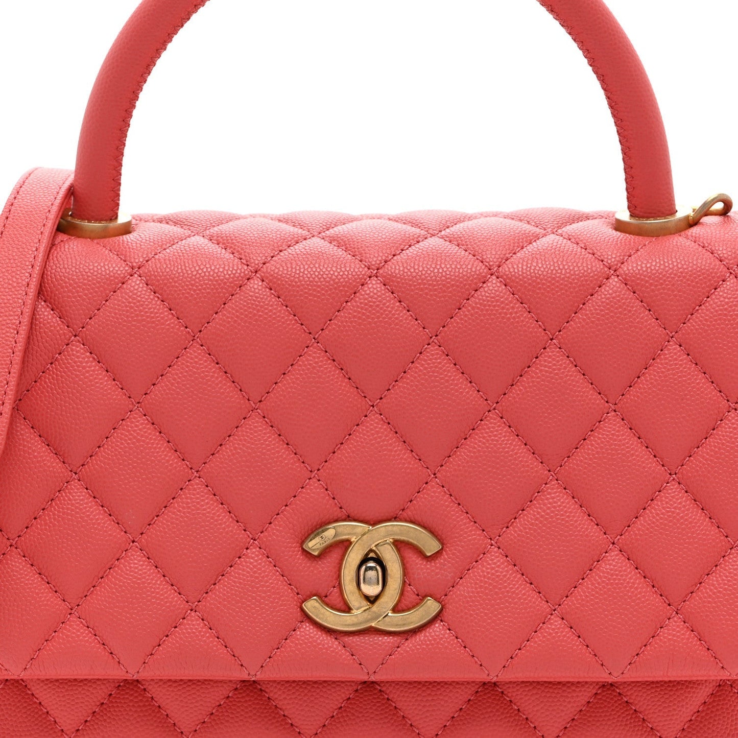 Caviar Quilted Small Coco Handle Flap Pink