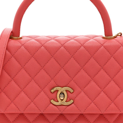 Caviar Quilted Small Coco Handle Flap Pink
