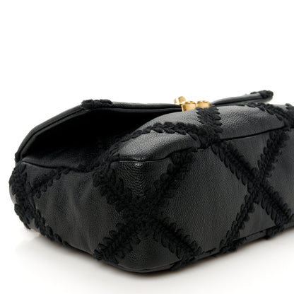 Calfskin Crochet Medium Chanel 19 Flap Black