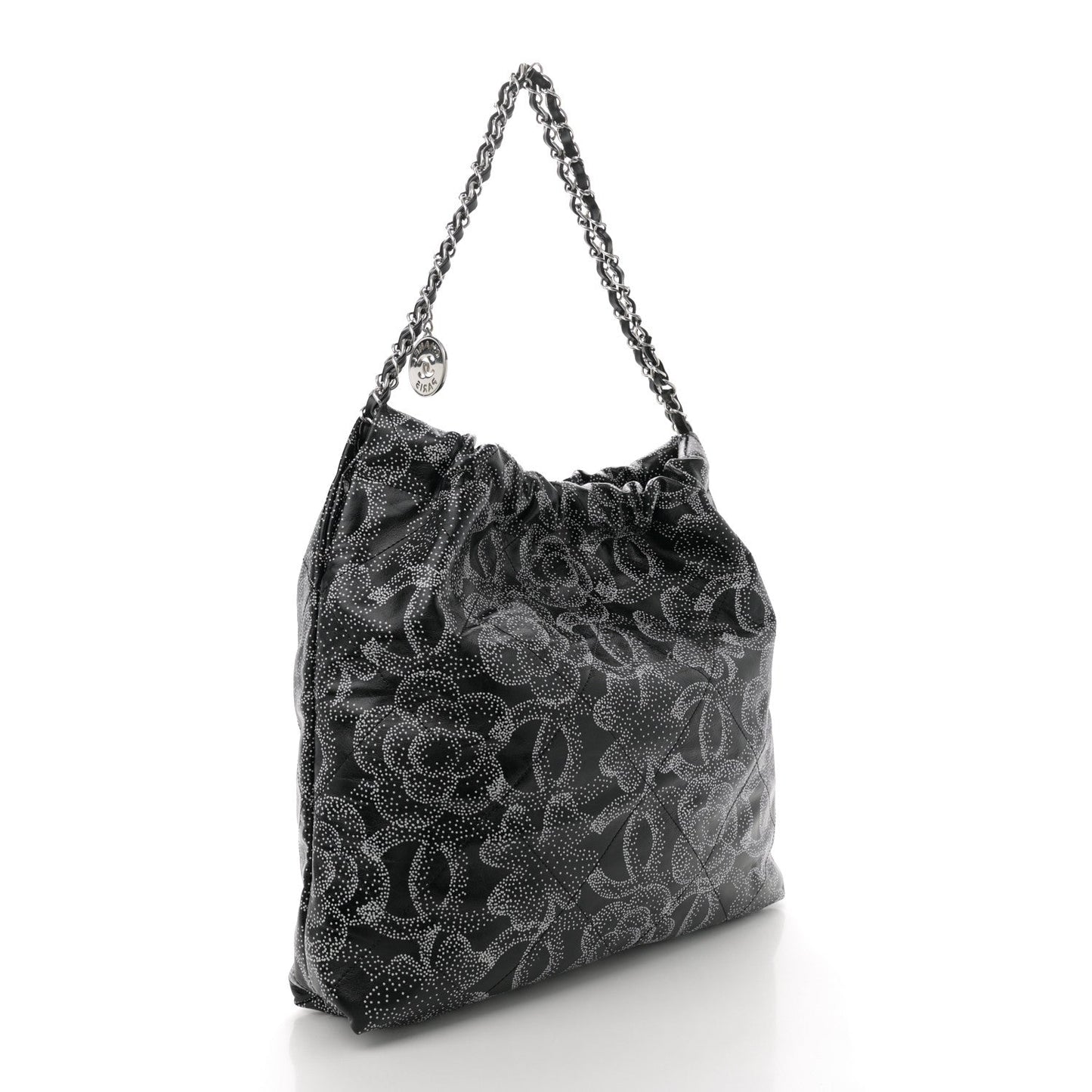 Printed Calfskin Quilted Chanel 22 Black