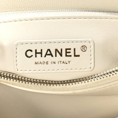 Caviar Quilted Small Coco Handle Flap White