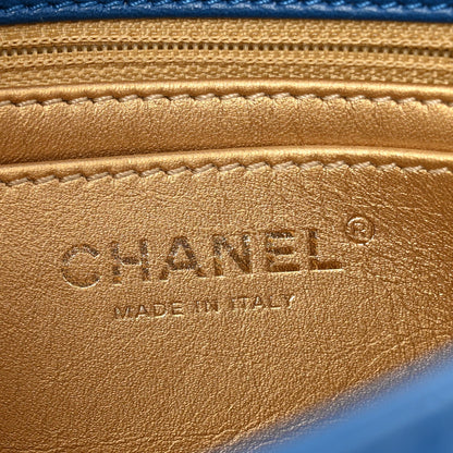 Lambskin Quilted Mini Pearl Crush Flap Blue