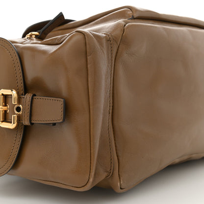 Shiny Calfskin Large Double Carrry Camera Bag Dark Khaki