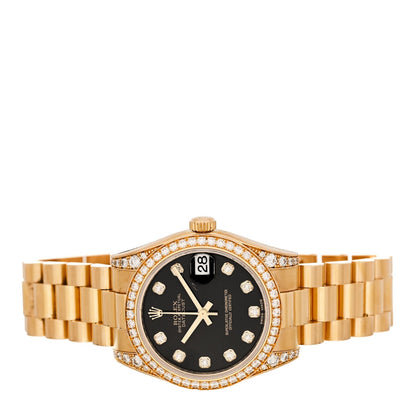 18K Yellow Gold Diamond 31mm Oyster Perpetual Datejust President Watch Black 178158