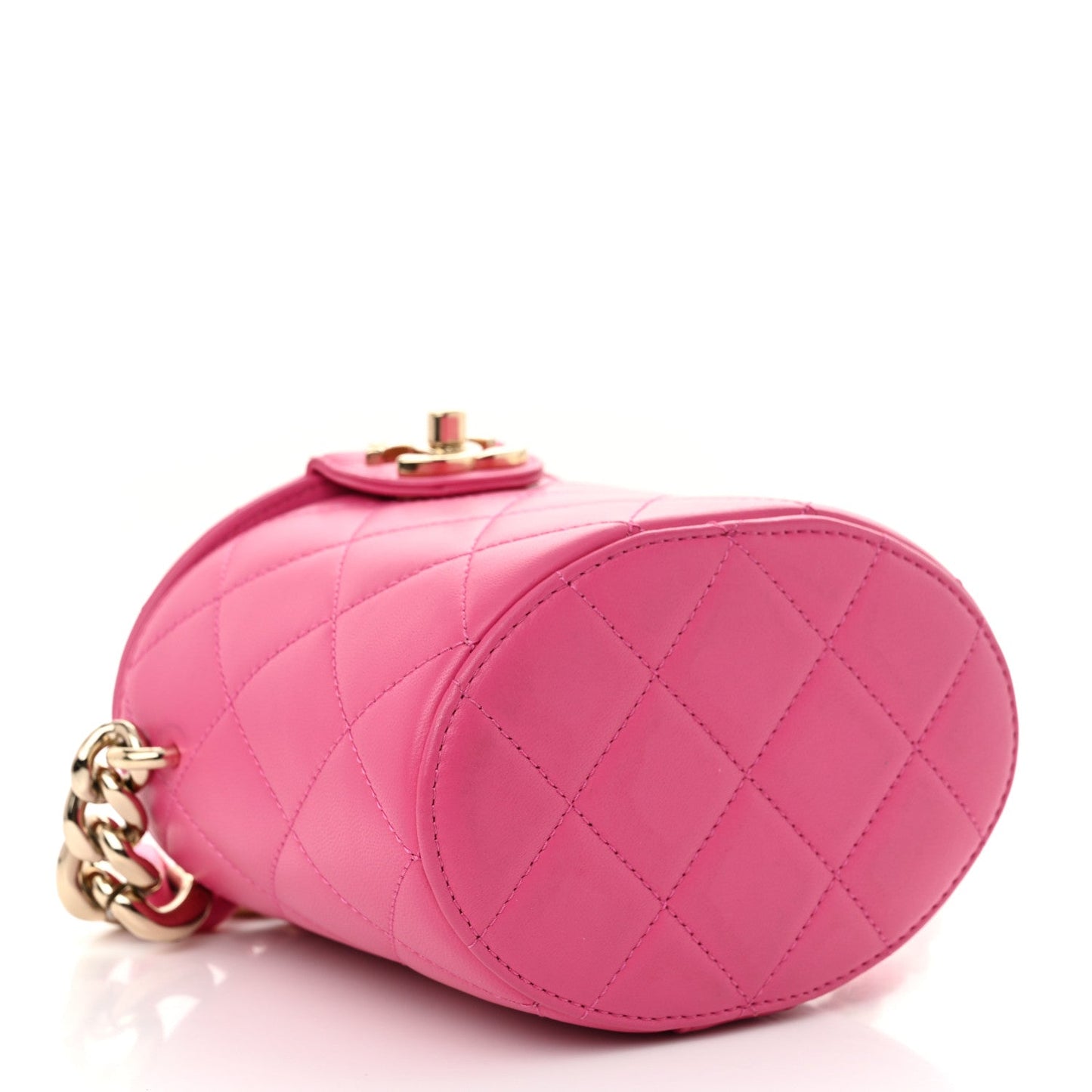 Lambskin Resin Elegant Chain Vanity Case Dark Pink