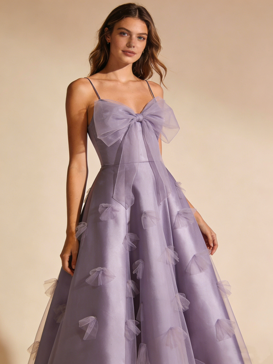 A Line Prom Dress Light Purple Spaghetti Straps Birthday Party Outfits Gala Dress Evening Gown D4839