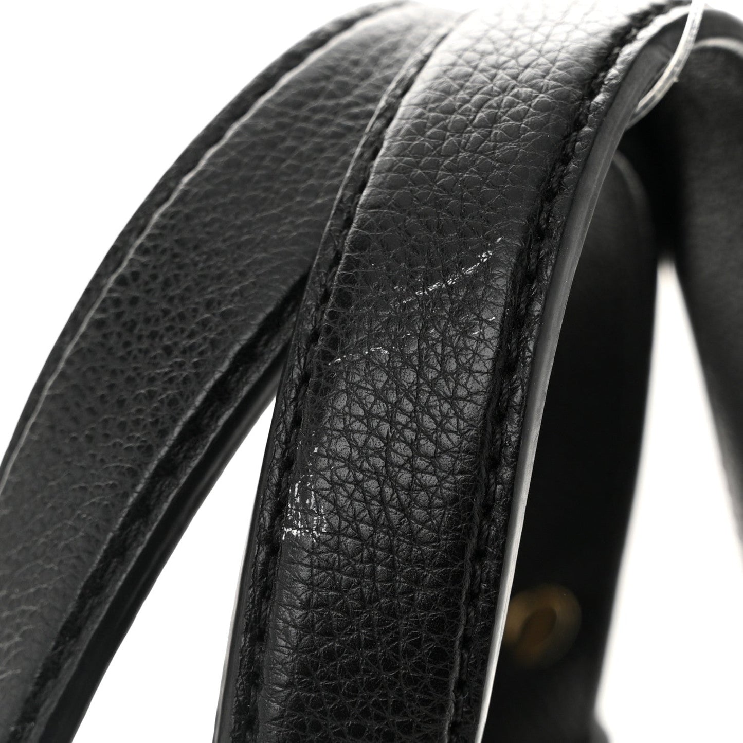Grained Calfskin Stitched Mini Label Click Shopper Tote Black