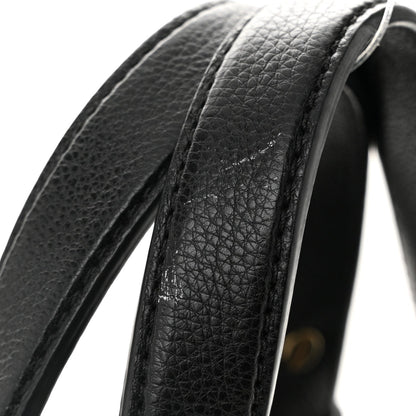 Grained Calfskin Stitched Mini Label Click Shopper Tote Black