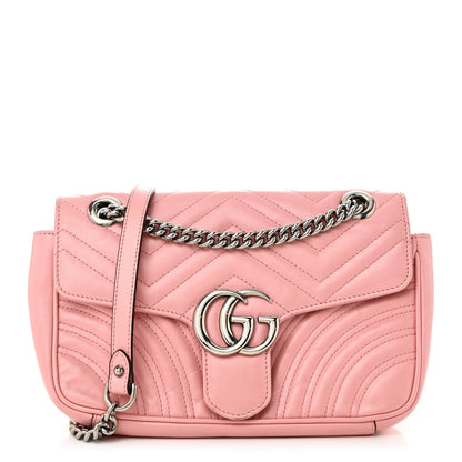 Calfskin Matelasse Small GG Marmont Shoulder Bag Wild Rose