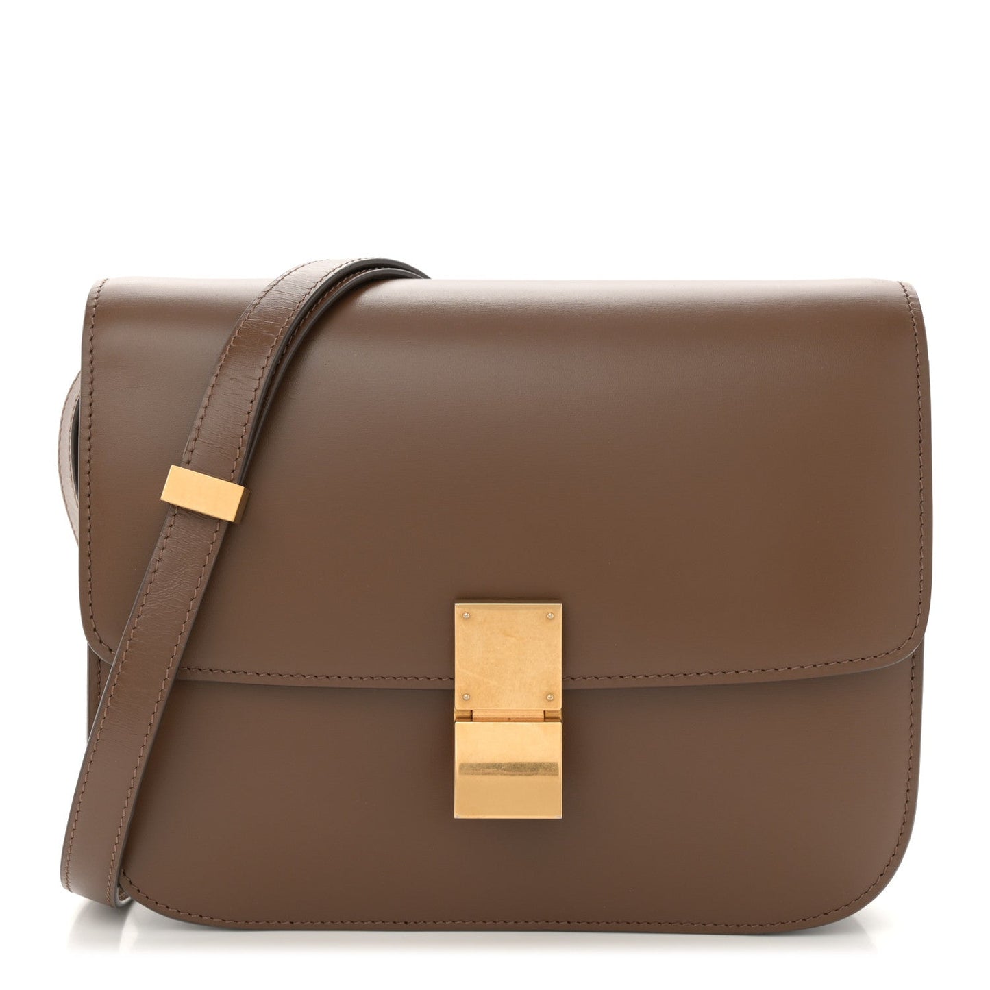 Box Calfskin Medium Classic Box Flap Bag Taupe