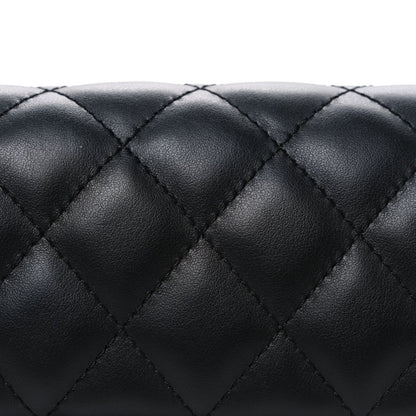 Calfskin Quilted CC Uniform Flap Belt Bag Black