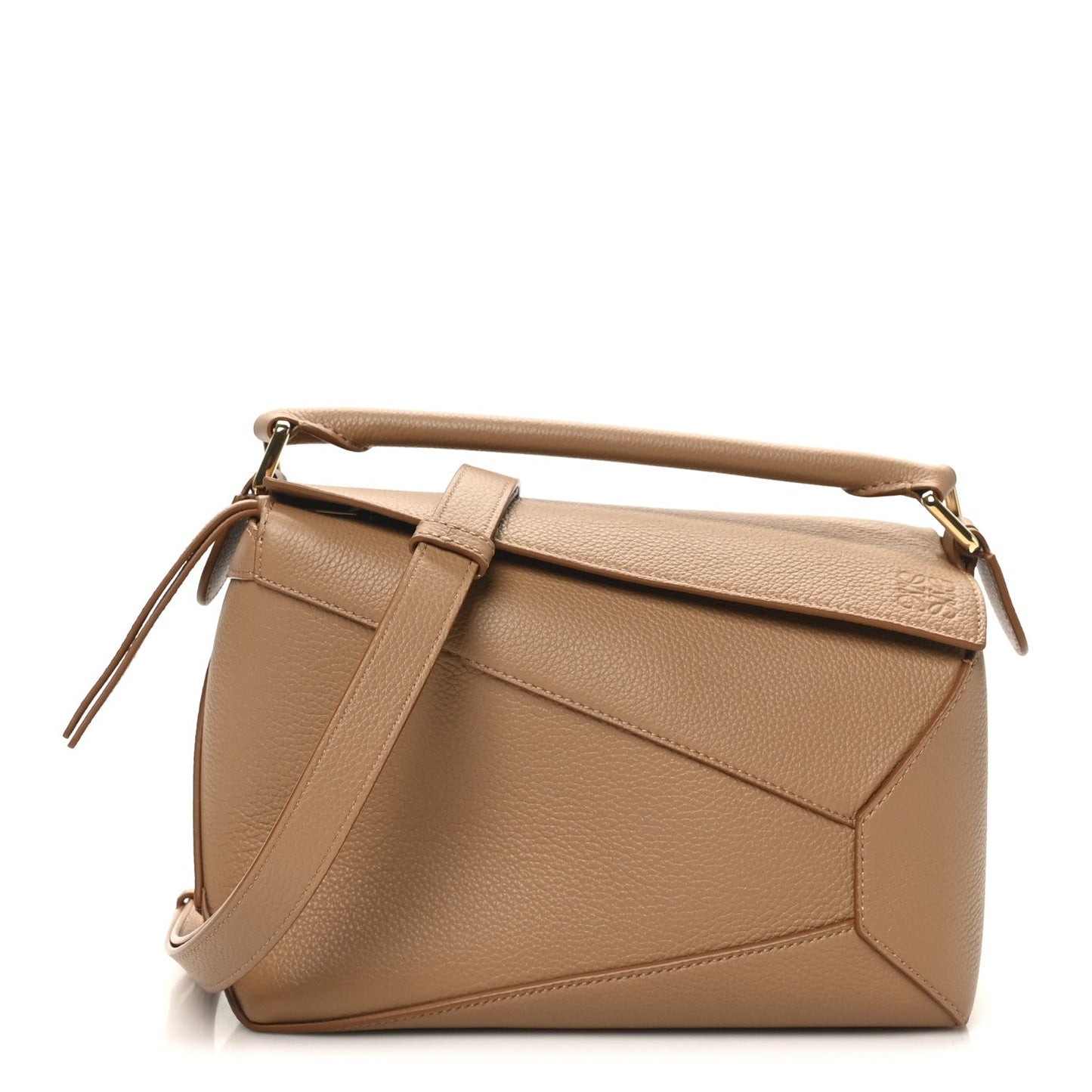 Grained Calfskin Small Puzzle Edge Bag Toffee