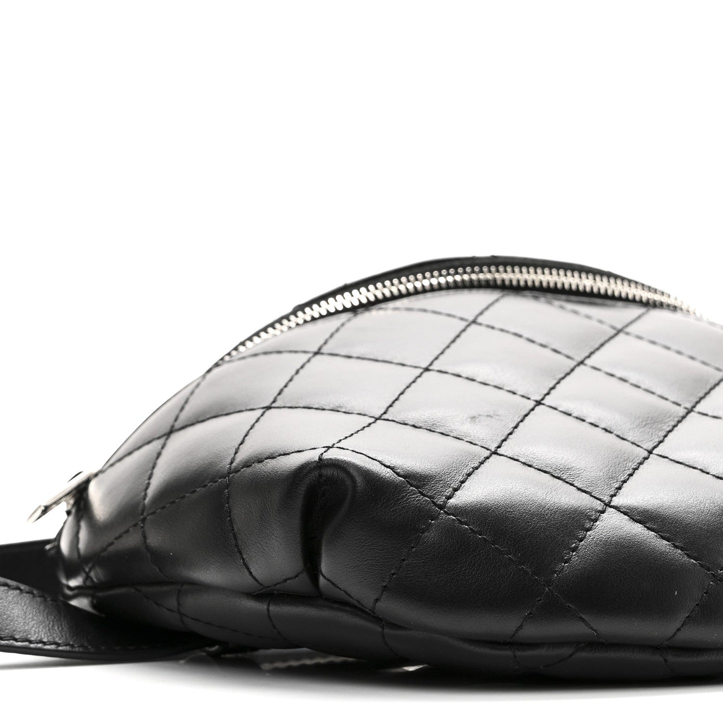 Calfskin Quilted Waist Belt Bag Black