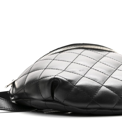 Calfskin Quilted Waist Belt Bag Black