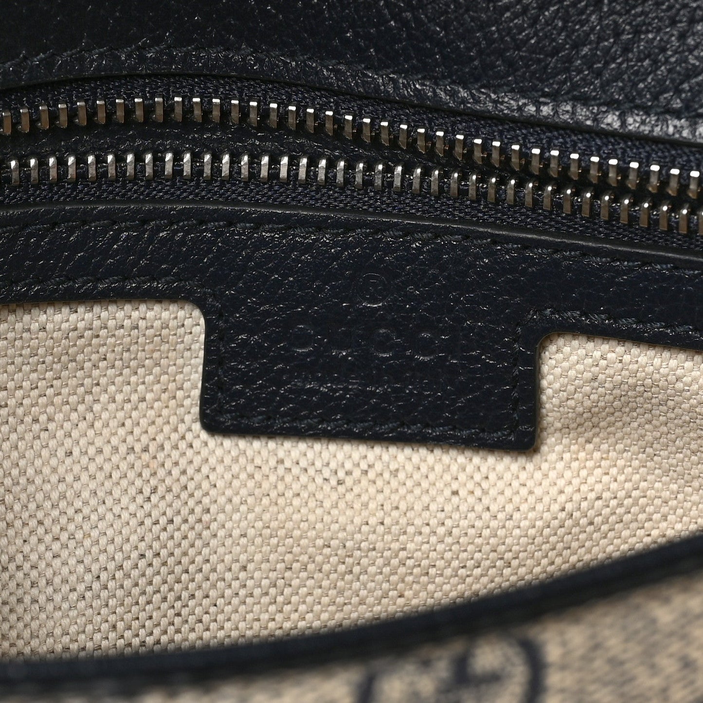 GG Supreme Monogram Textured Dollar Calfskin Blondie Chain Shoulder Flap Bag Beige Blue