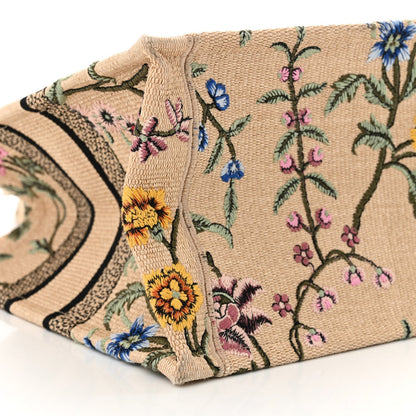 Raffia Embroidered Petites Fleurs Medium Book Tote Natural