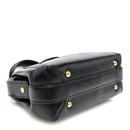 Shiny Lambskin Quilted Mini Cocodoc Top Handle Bag Black