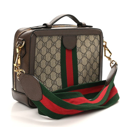 GG Supreme Monogram Web Small Ophidia Top Handle Shoulder Bag Brown