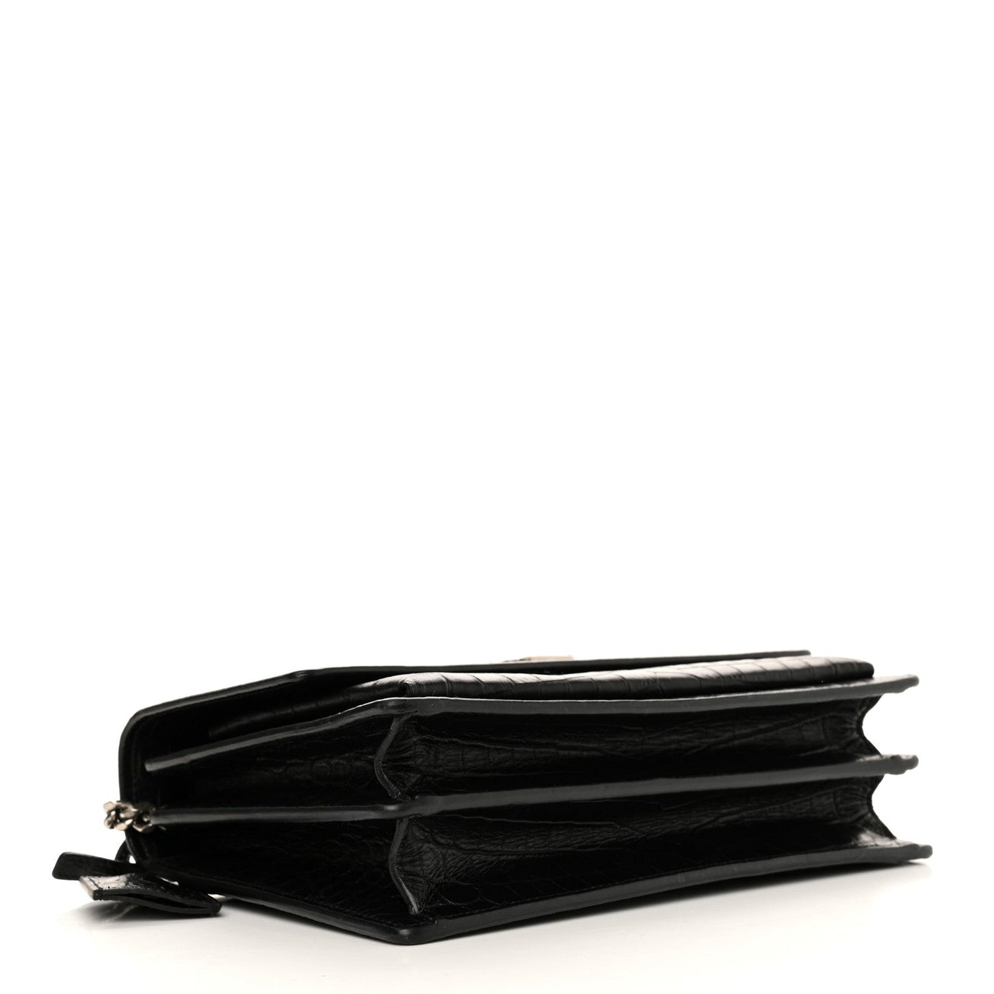 Calfskin Crocodile Embossed Medium Monogram Sunset Black