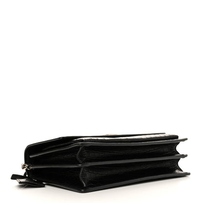 Calfskin Crocodile Embossed Medium Monogram Sunset Black