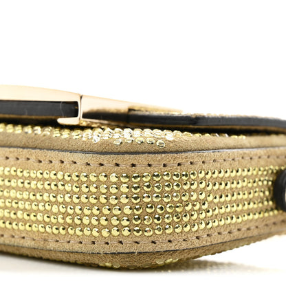 Crystal Vitello Laminato FF Nano Maxi Buckle Baguette Charm Light Gold