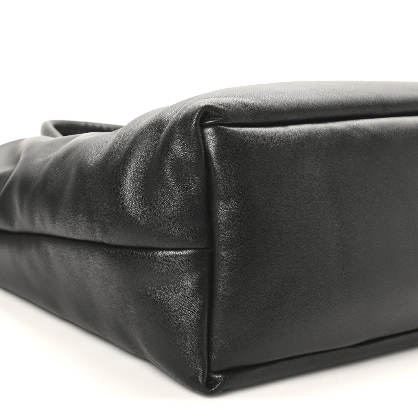Lambskin Wide Puffer Tote Black