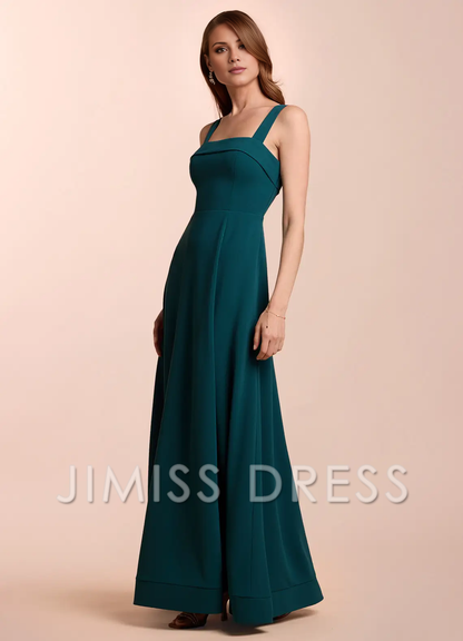 A-line straight neckline backless and floor length Prom dress