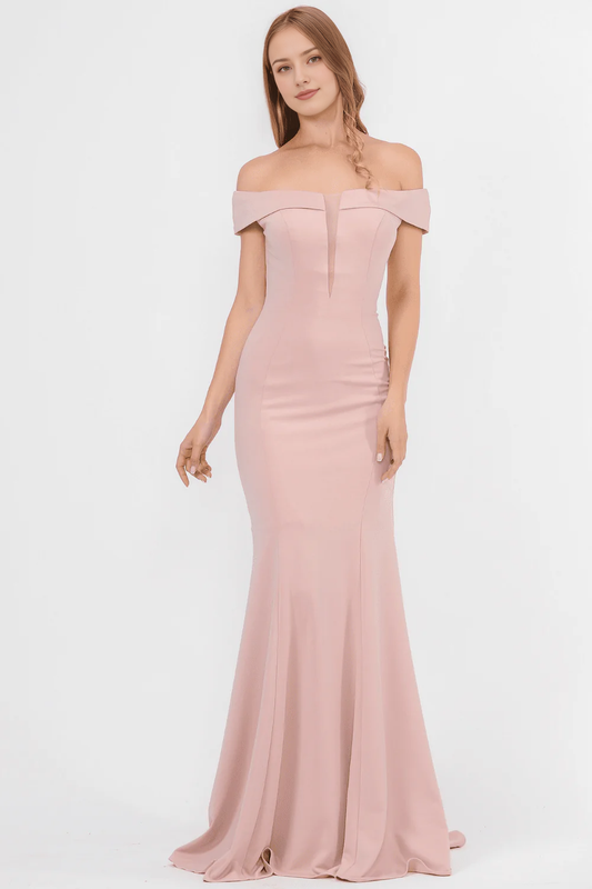 Illusionary Splicing Shoulderless Mermaid Long Dress
