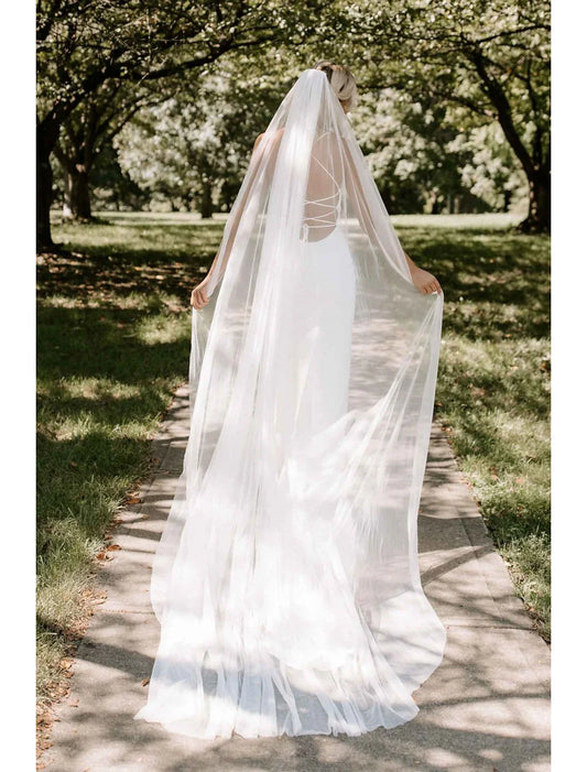 - Single layer minimalist/classic style wedding veil church veil solid color 110.24 inch (280 cm) sheer dress leaving a deep impression on 2026